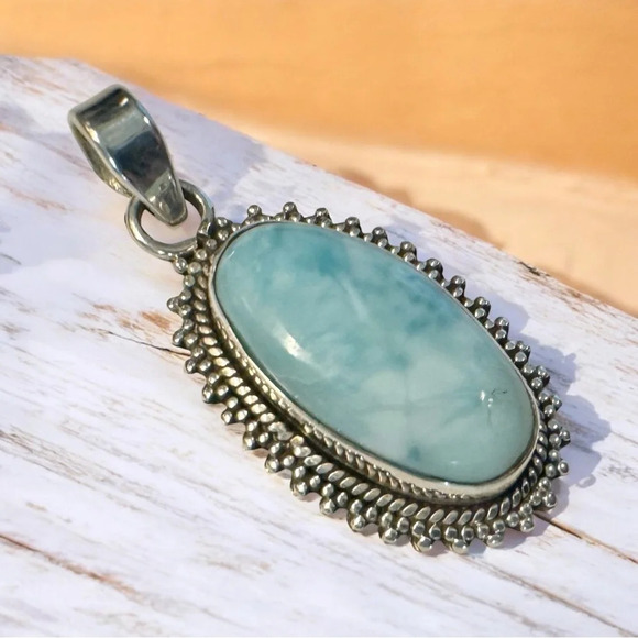 Authentic Larimar Sterling Silver Pendant - Picture 6 of 8